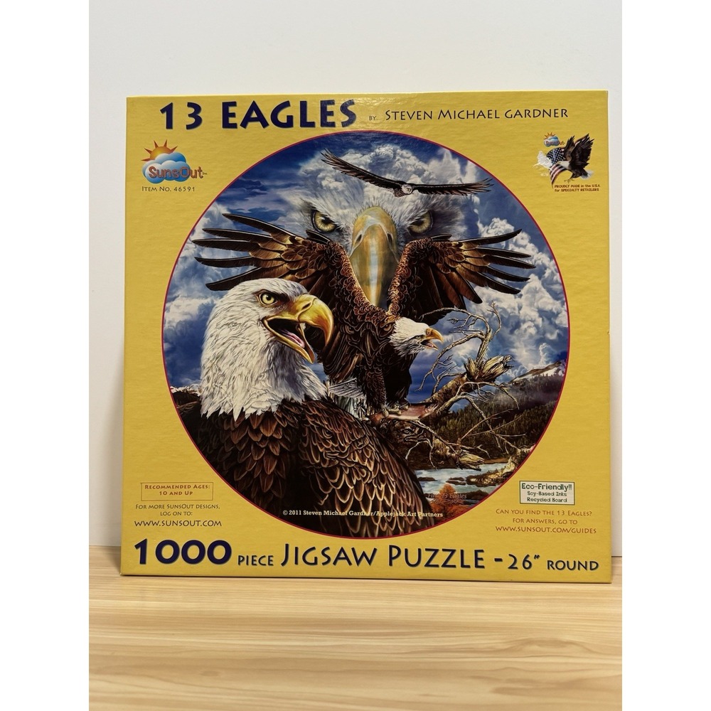 SunsOut 13 Eagles 1000 Piece Round Jigsaw Puzzle Steven Michael Gardner Pcs Seal